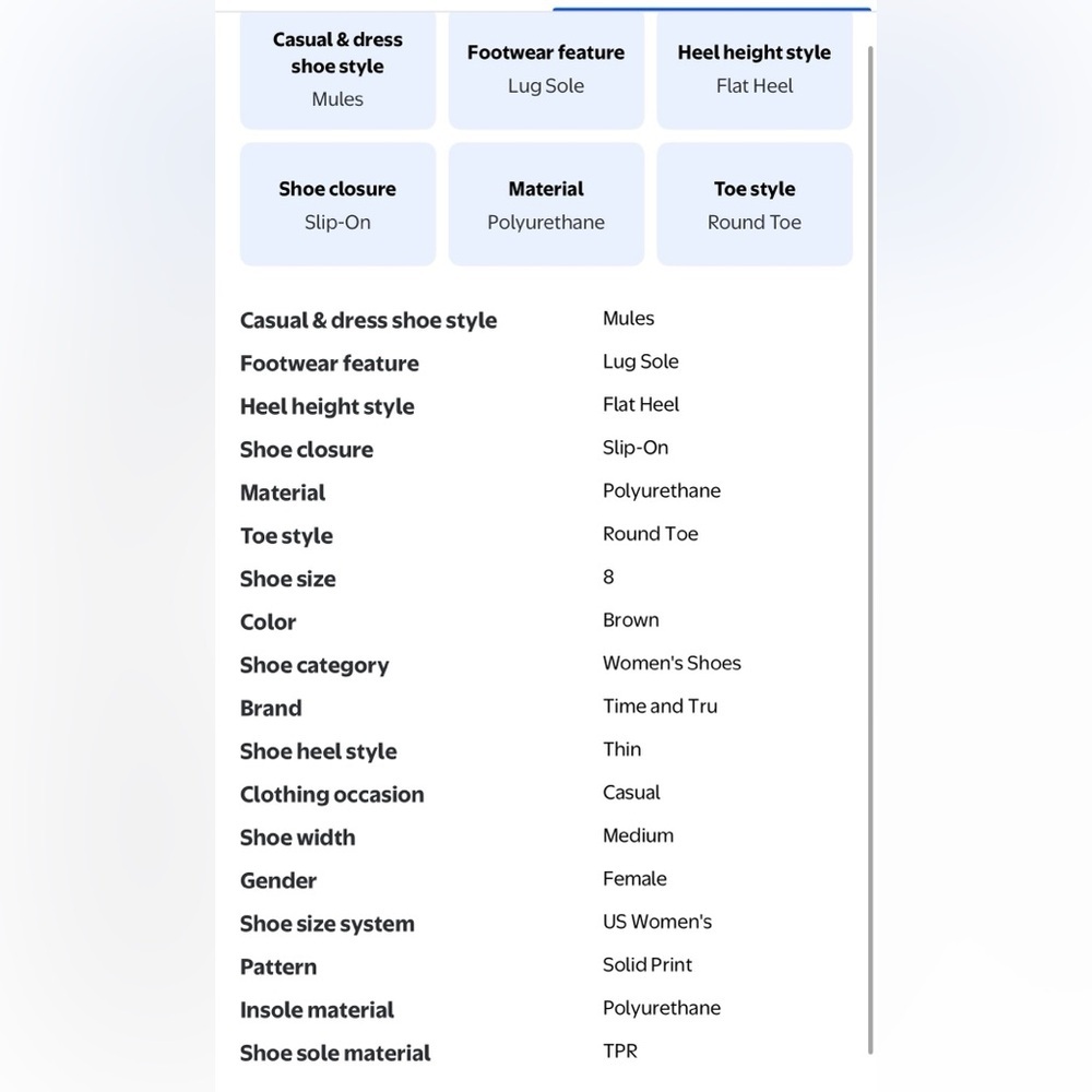 Time & Tru Women's Brown Loafer Mules Size 8 Memory Foam Slip On Gold Hardware - Picture 13 of 14